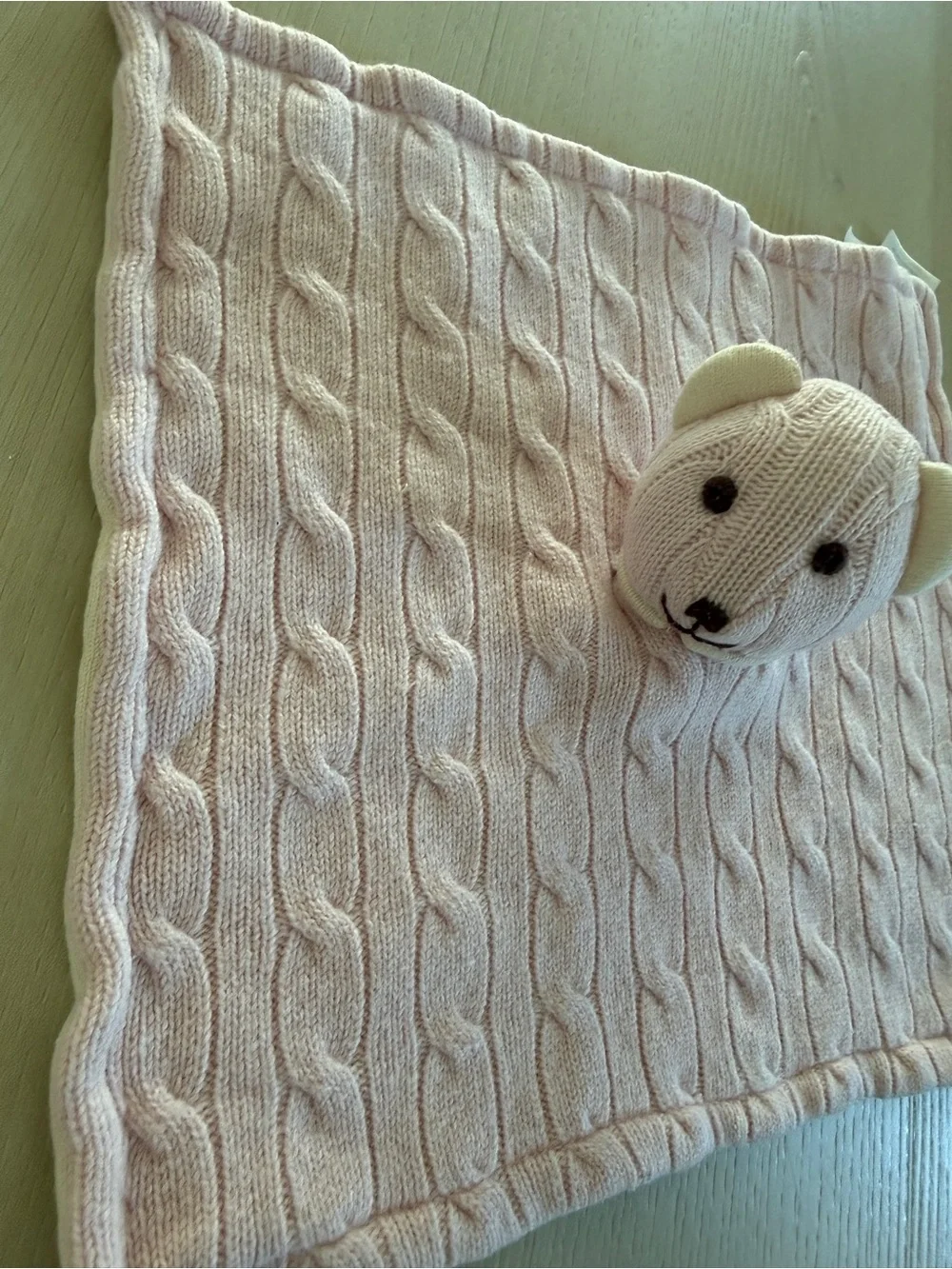 Ralph Lauren Pink Cable Knit Baby Lovey with Plush Bear